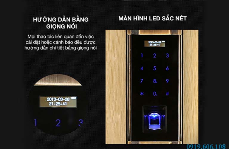Khóa Cửa Vân Tay Kaadas 6002 có màn hình đèn led sắc nét, rõ ràng