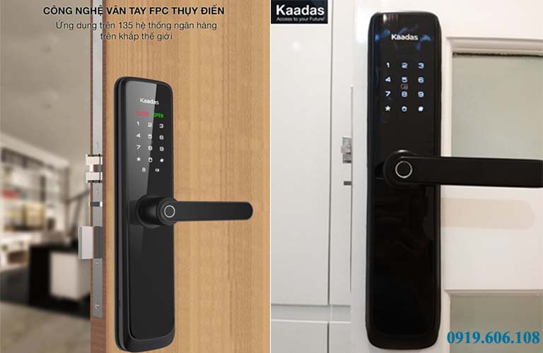 Khóa cửa thông minh Kaadas L7 sử dụng công nghệ vân tay FPC Thụy Điển