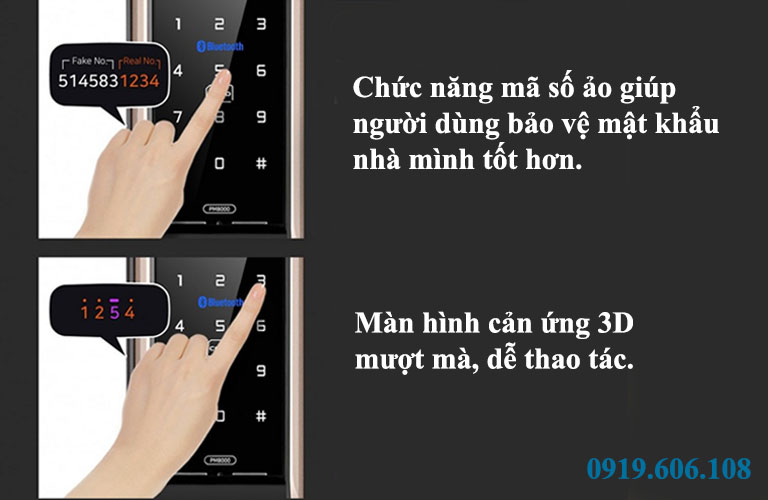 Tính năng mã số ảo và màn hình cảm ứng 3D của khóa cửa thông minh Unicor PM8000BWSK