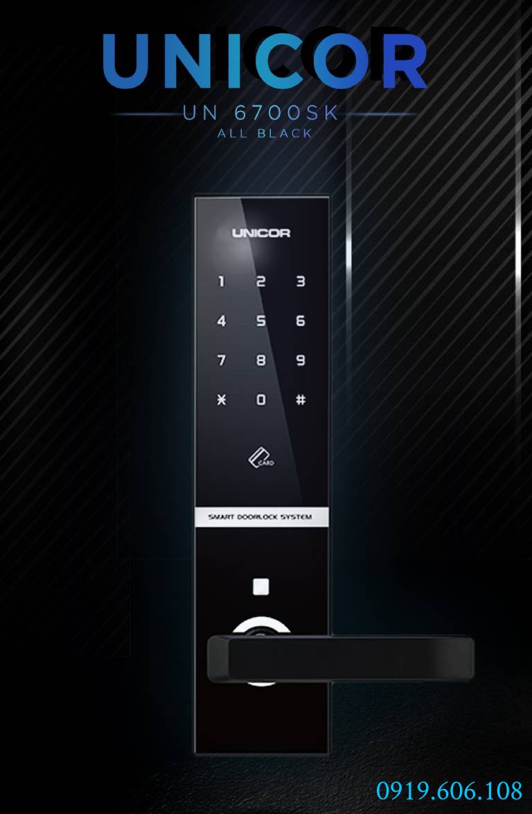 Khóa cửa thẻ từ Unicor UN-6700SK Black
