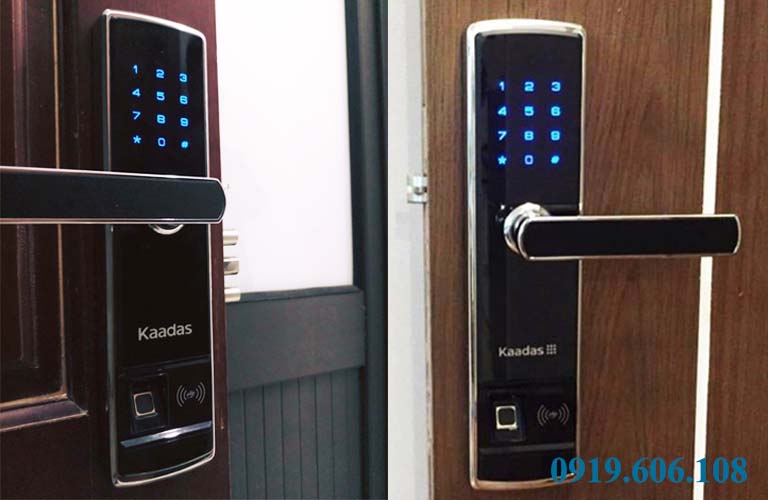 Hình ảnh khi lắp đặt xong của khóa cửa Kaadas 5155