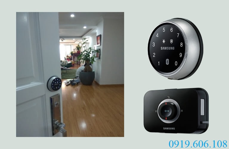 Khóa thông minh Samsung DS705MK/EN với thiết kế độc đáo, tạo điểm nhấn cho cánh cửa