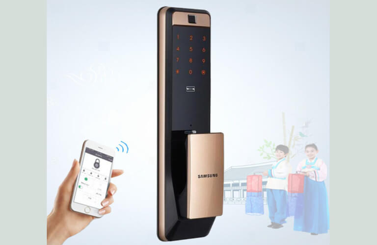 Mẫu khóa cửa điện tử Samsung SHP-DP609 Gold