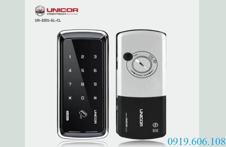 Khóa thẻ từ Unicor UN-325S-GL-CL thiết kế nhỏ gọn chuyên dùng cho cửa kính