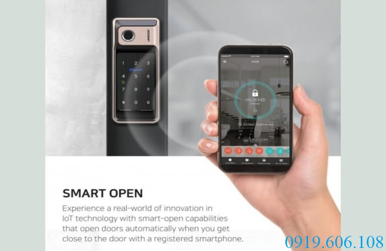 Chức năng điều khiển mở khóa thông minh Unicor VR500-BW bằng bluetooth trên điện thoại vô cùng tiện lợi