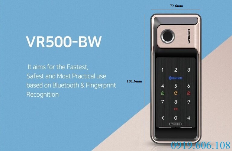Khóa thông minh Unicor VR500-BW có thiết  kế hiện đại, tuy nhỏ gọn nhưng độ bảo an cực cao