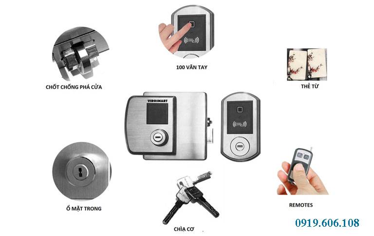 Khóa Cửa Vân Tay ViroSmart Lock VR 1300 Chính Hãng, An Toàn